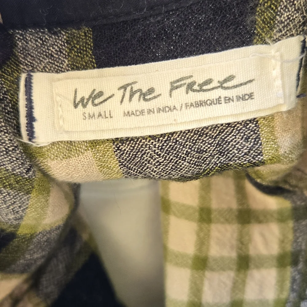 We The Free Wool Blend Plaid Peplum Snap Button Blouse - Picture 9 of 11